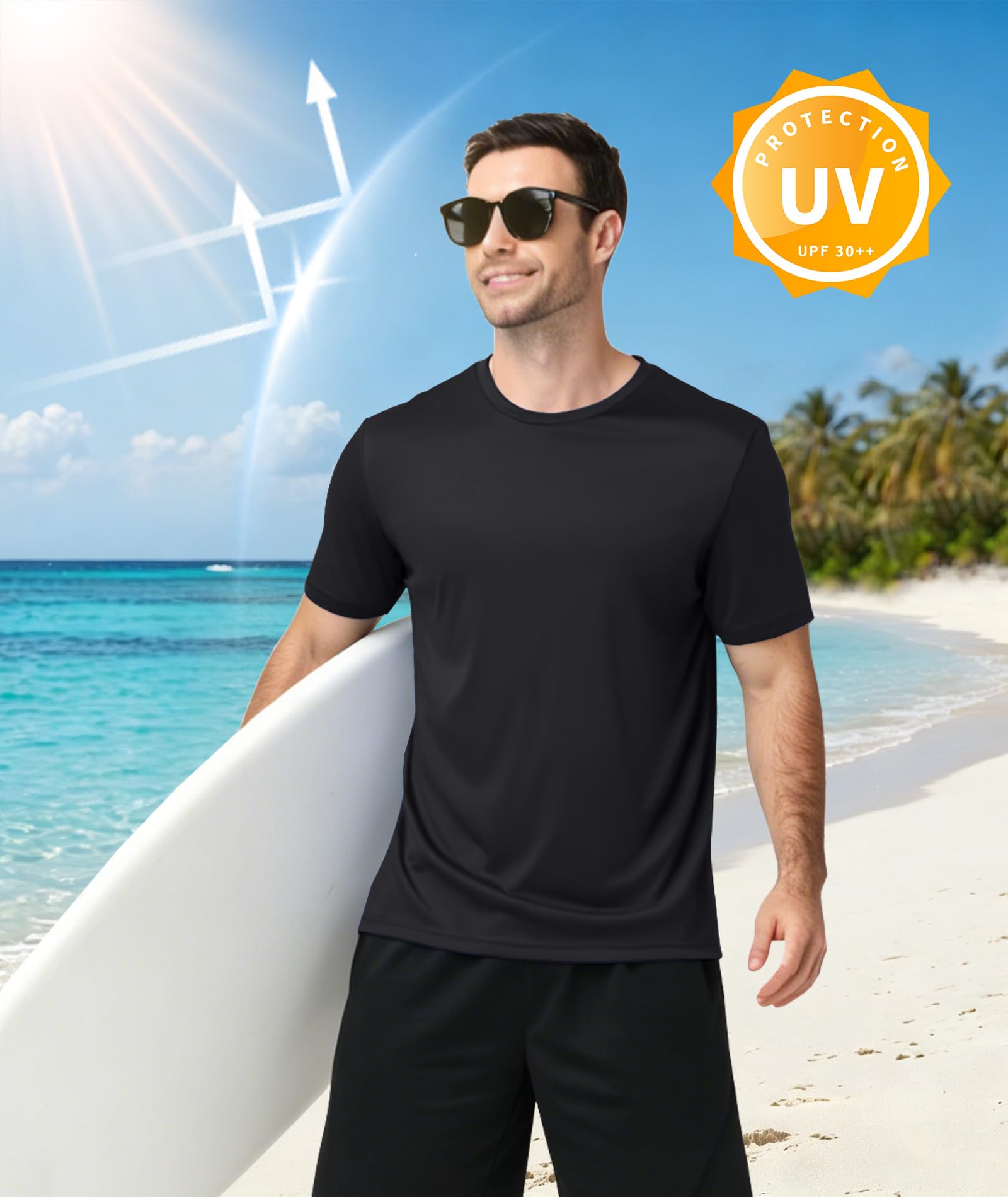 ZITY Rashguard UPF 50+ Manga Corta Hombre Deportes Acuáticos Secado Rápido Transpirable