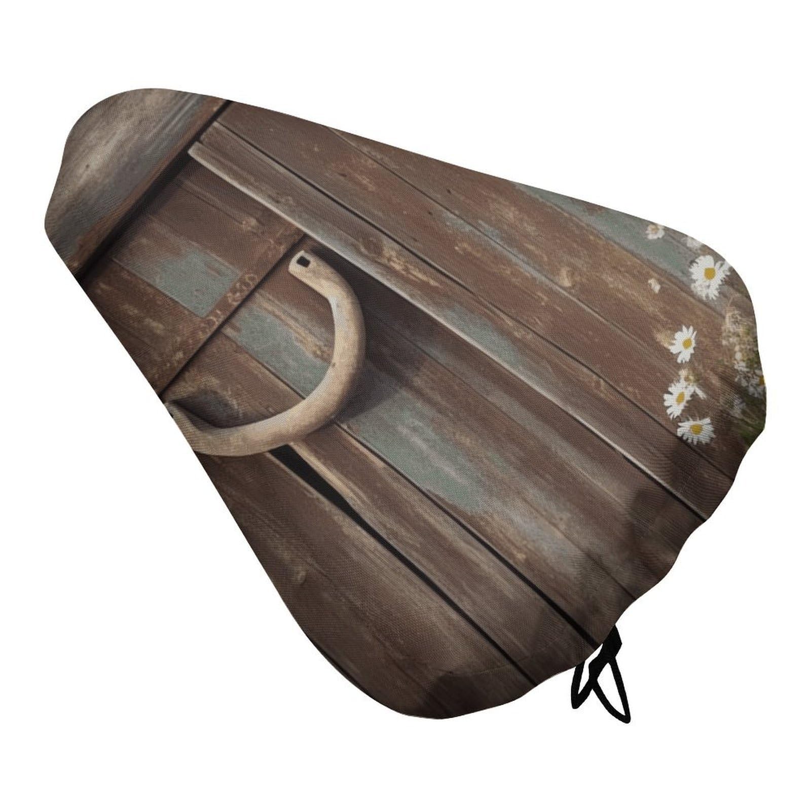 Bike Seat Cover Waterproof Rustic Horseshoe Barn Wooden Bicycle Seat Cushion Cover UV Protection Unisex Seats Protectors Rain Dustproof Saddle Covers for Gym Mountain Road Bike