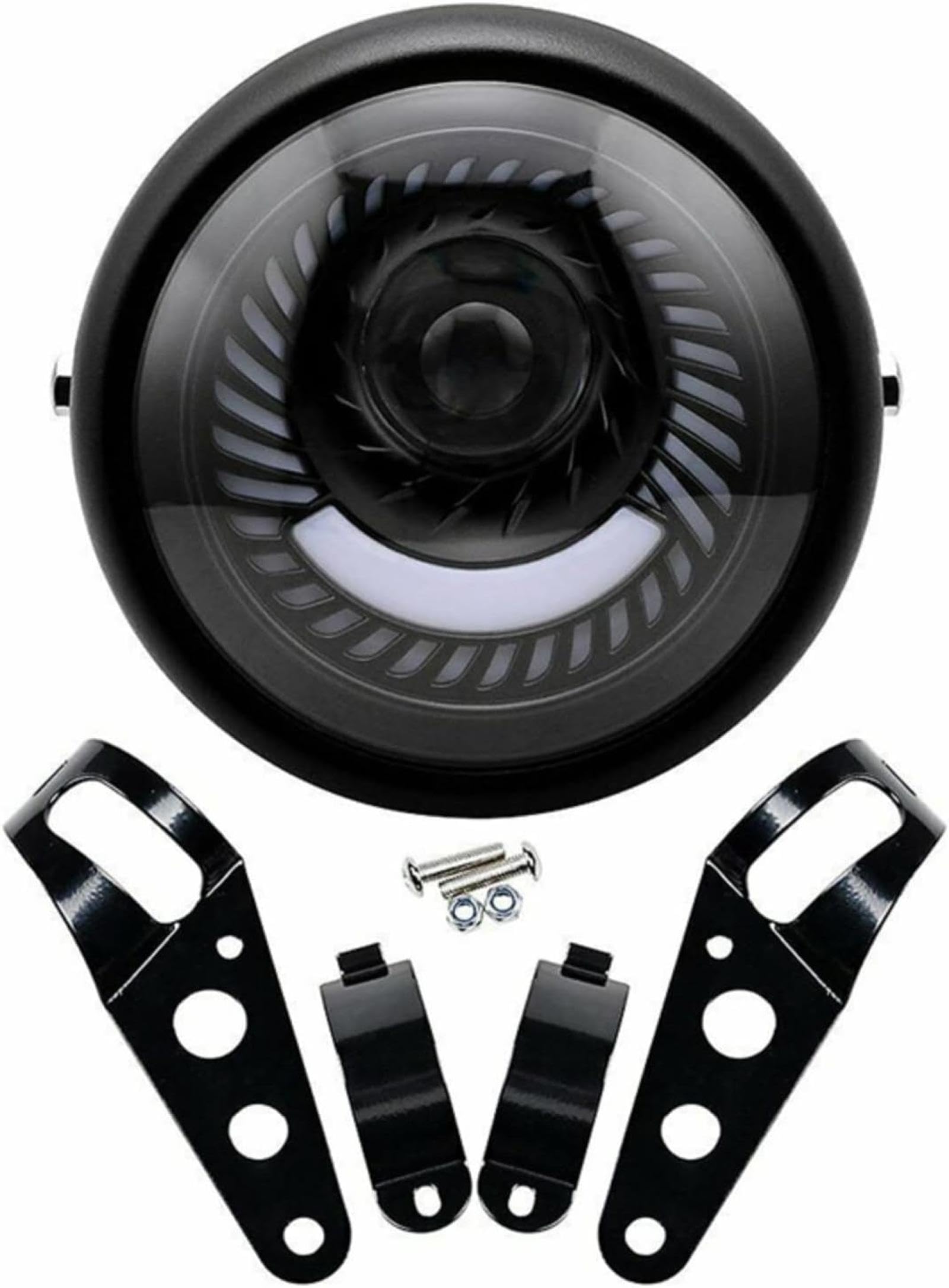 Phare de moto LED finition vintage 6,5 pouces avec support robuste pour Chopper - 8