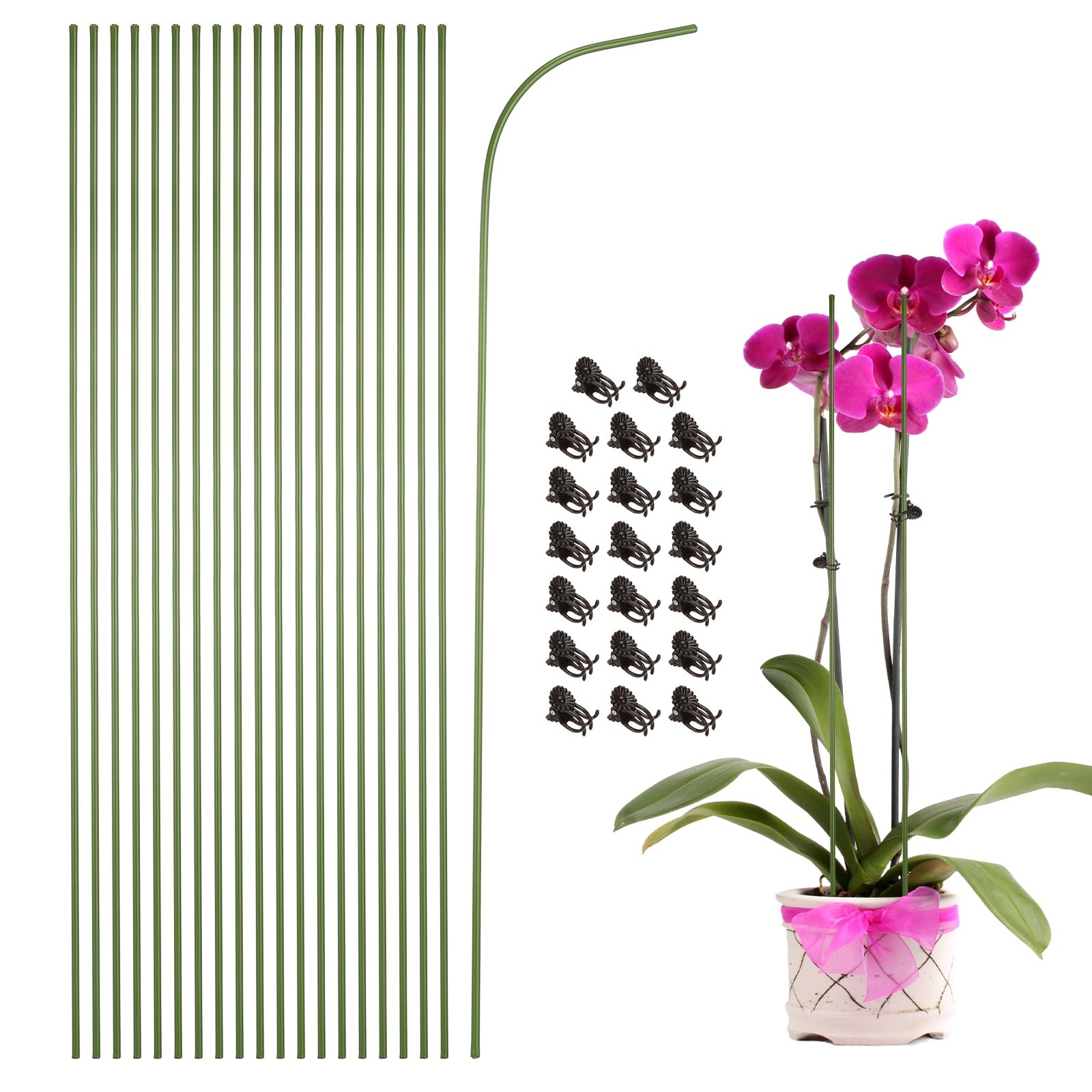Piquets de support pour plantes vertes uxcell de 40 cm avec clips lot de 20