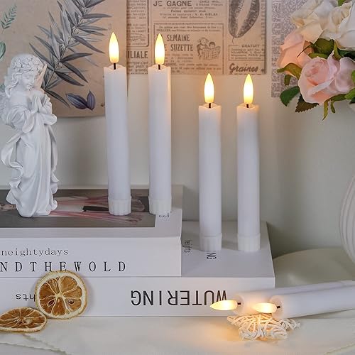 Miniatura 2 de Velas cónicas sin llama a pilas con dos temporizadores remotos, velas LED de 6.4 pulgadas con mecha 3D, luz cálida parpadeante de larga duración,