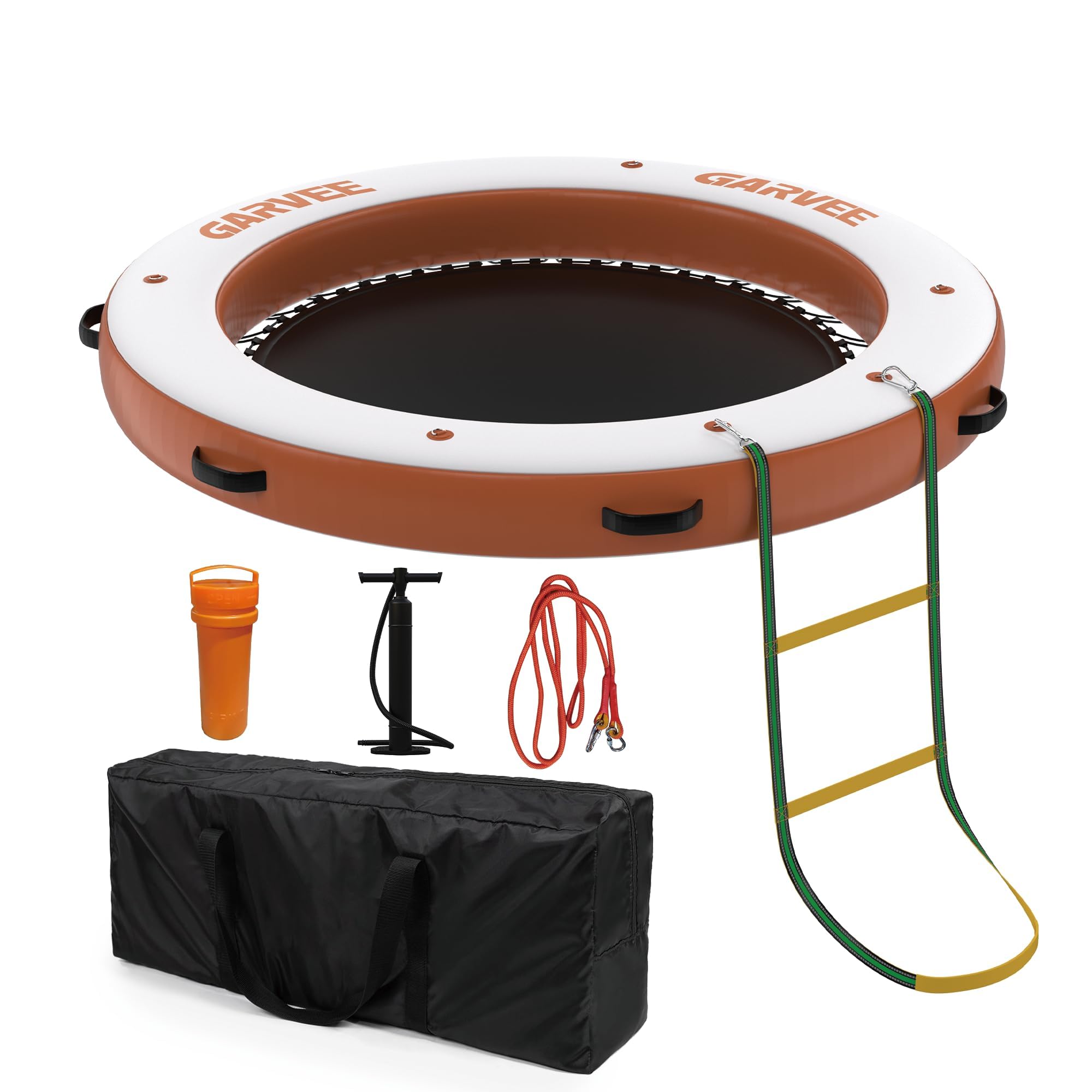 Garvee Plataforma Flotante Inflable Drop Stitch, Superficie EVA Antideslizante con Escalera, Plataforma Náutica Resistente para Lagos, Piscinas y Playas, Ideal para Adultos y Actividades Acuáticas