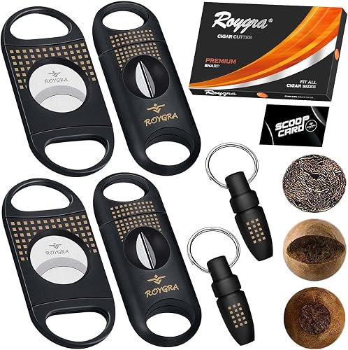 roygra Cigar Cutter Set (6 Pack)for Men - Enlarged 65 Ring Guillotine x 2