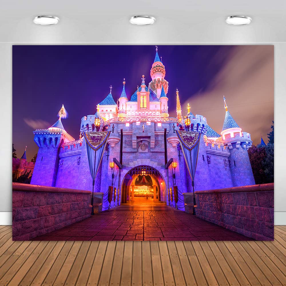 MTMETY 8x6Ft Fantasy Castle Night Scene Backdrop for Children Birthday Party Photo Video Studio Props LSME1598