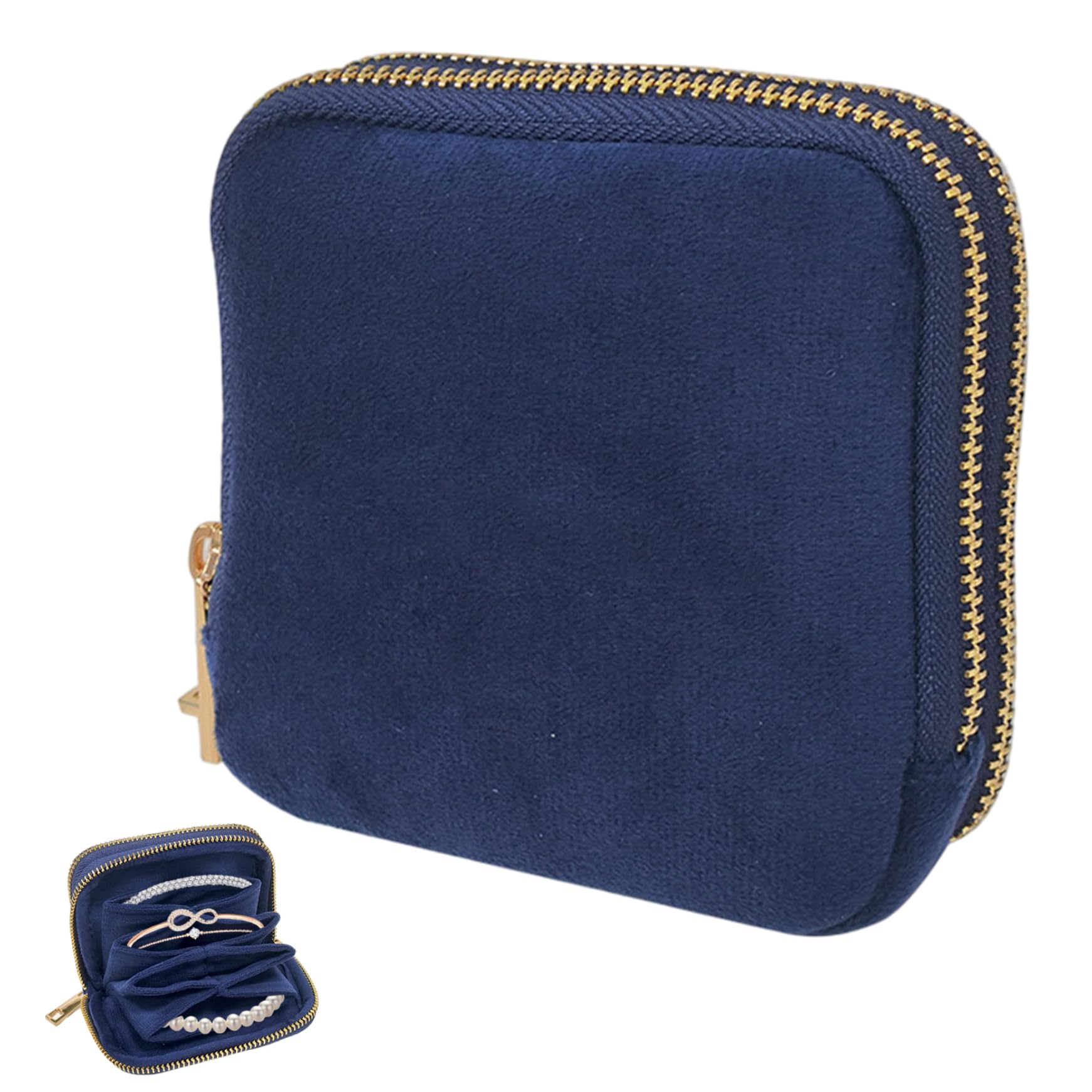 CAKEEYUM Small Travel Jewelry Pouch Soft Velvet Travel Jewelry Bag with Compartments for Rings Earrings & Bracelets Pouch, Bag, Velvet Pouc