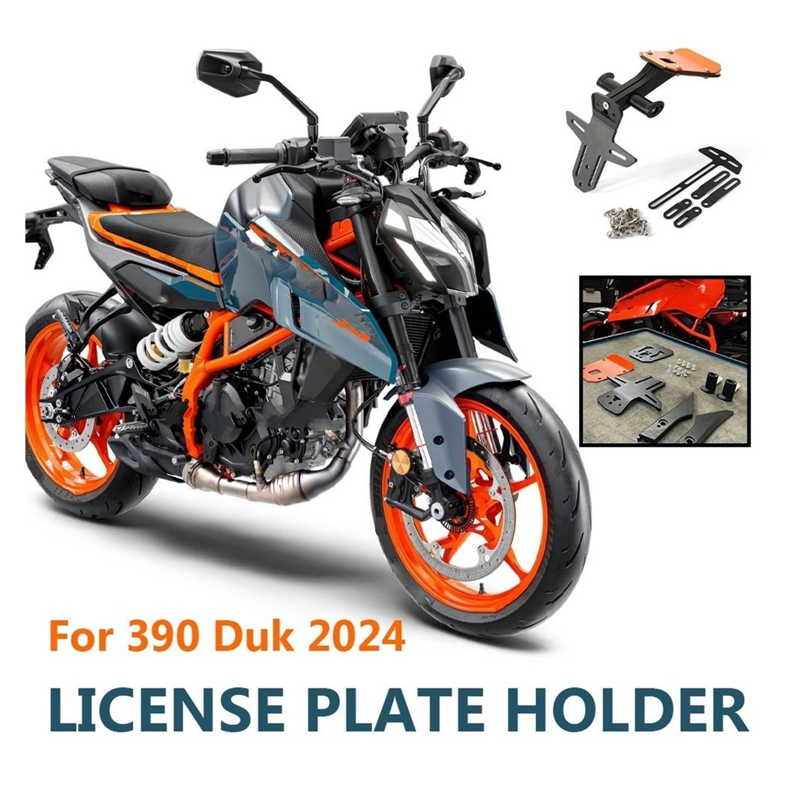 Pasuje Do Duk 390 390Duk 2024 Uchwyt Tablicy Rejestracyjnej Z Tyłu Rama Montażowa Akcesoria Motocyklowe Ramka tablicy rejestracyjnej Uchwyt