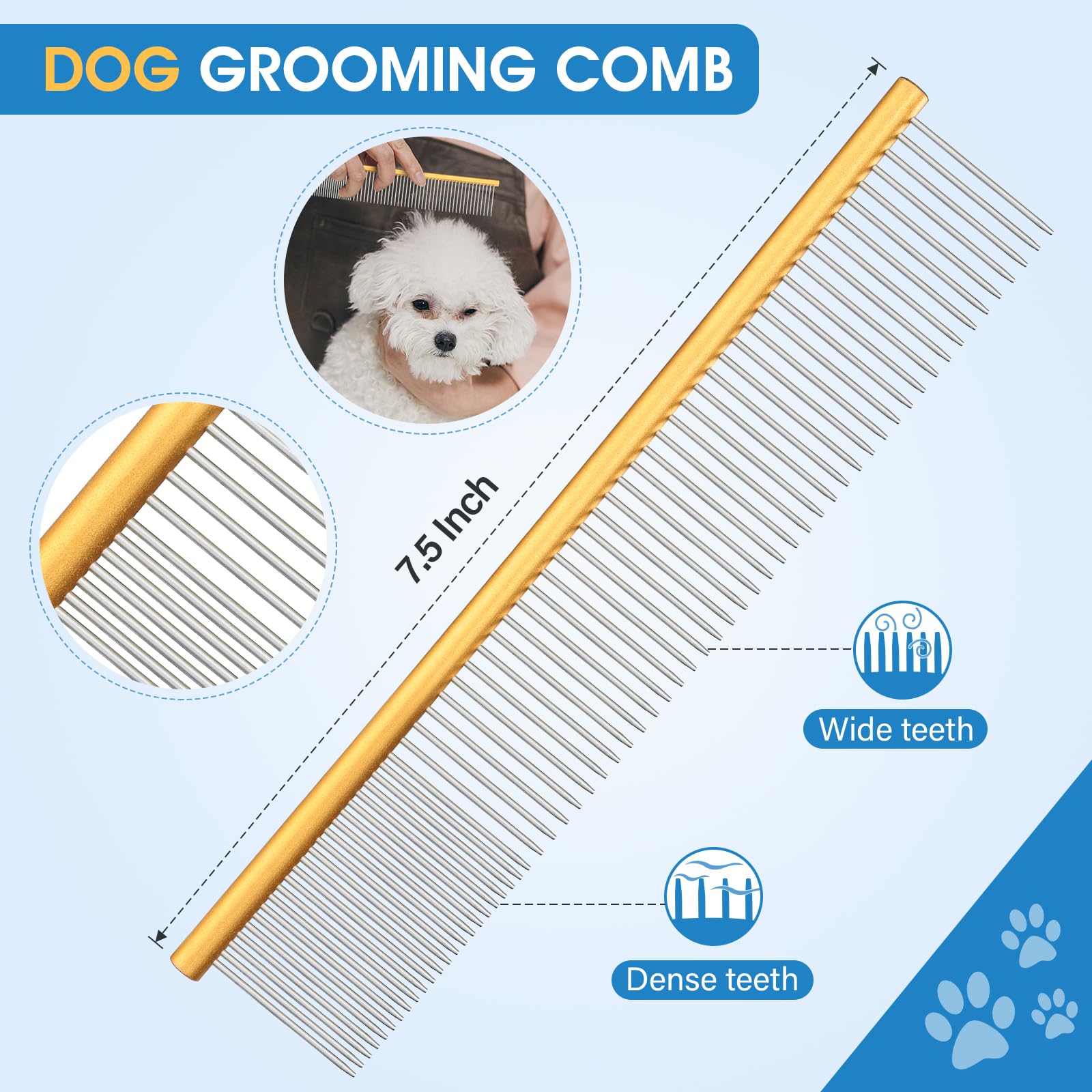 JASON Set Forbici Toelettatura Cani, Forbici Professionali 6in1 Affilate e Durevoli - Forbici da 7.5" per Sfoltire, Chunker, Dritto e Curve Oro Rosa