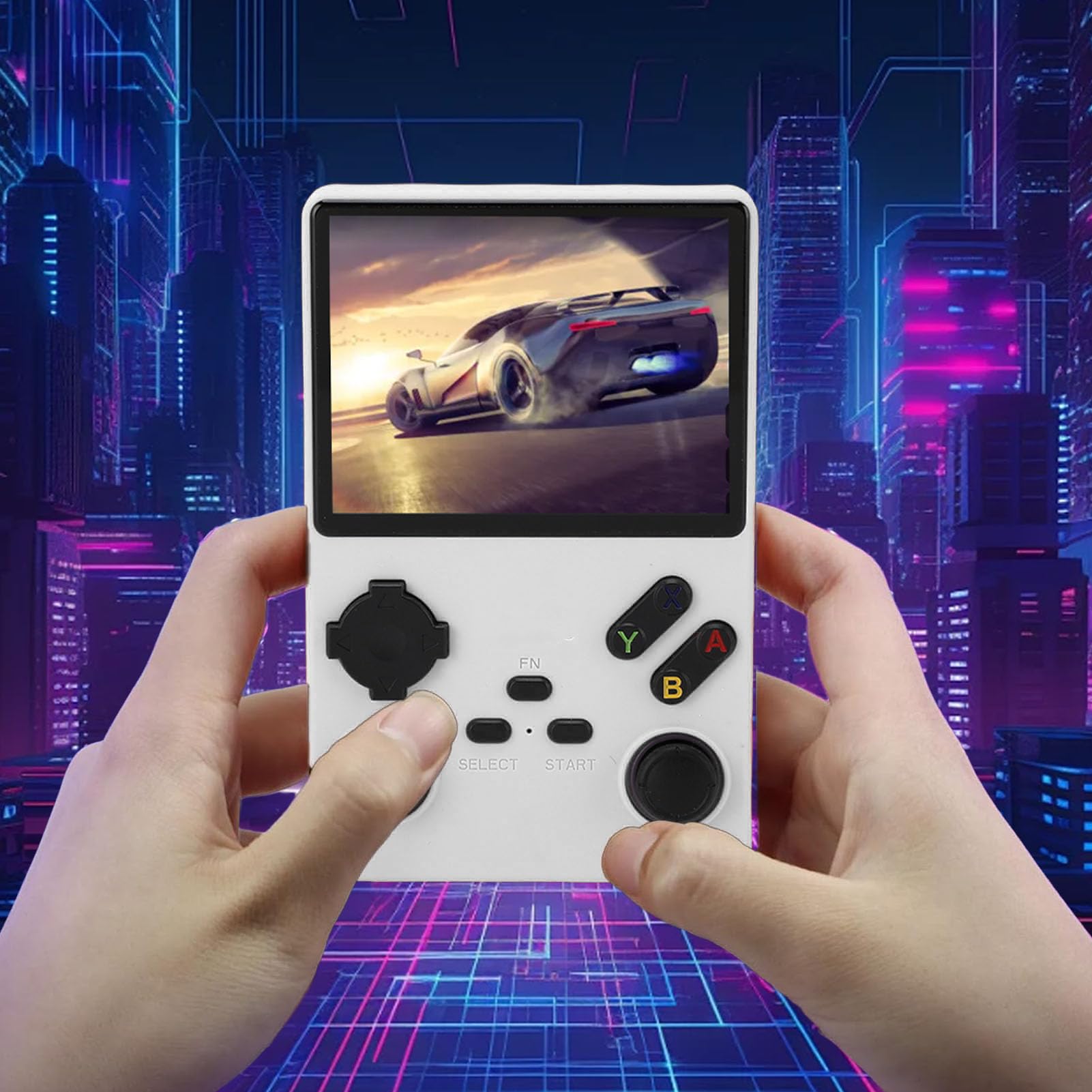 Vikye V40 Pro Handheld Game Console, 3,5 -calowa Konsola Gier w Retro, Naładowane Klasyczne 3800 MAh Podwójne Joysticks Handheld Console (WHITE)