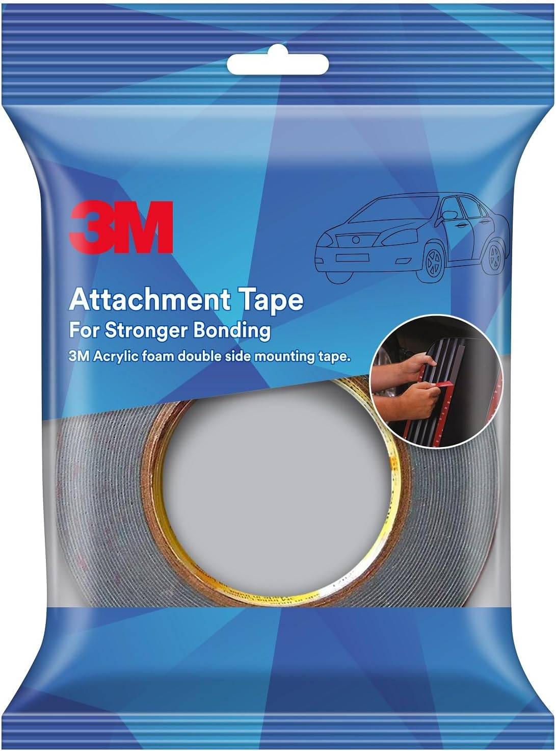 3M Attachment Tape for Stronger Bonding, Interior & Exterior Use in Automotive Areas with Double Side Acrylic Foam Tape, Superior Adhesive, Versatile Use & Easy to Use (24mmX4m, Grey, Pack of 1)