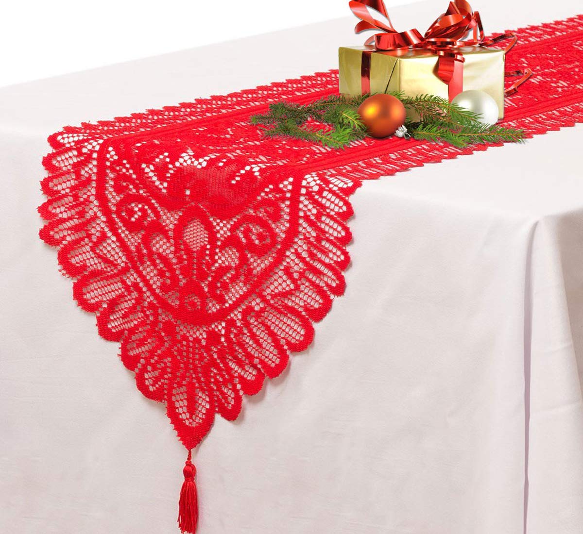 Asunflower Table Runner 72" for Christmas, Holidays Braided Table Runner Green 13" x 36" Green