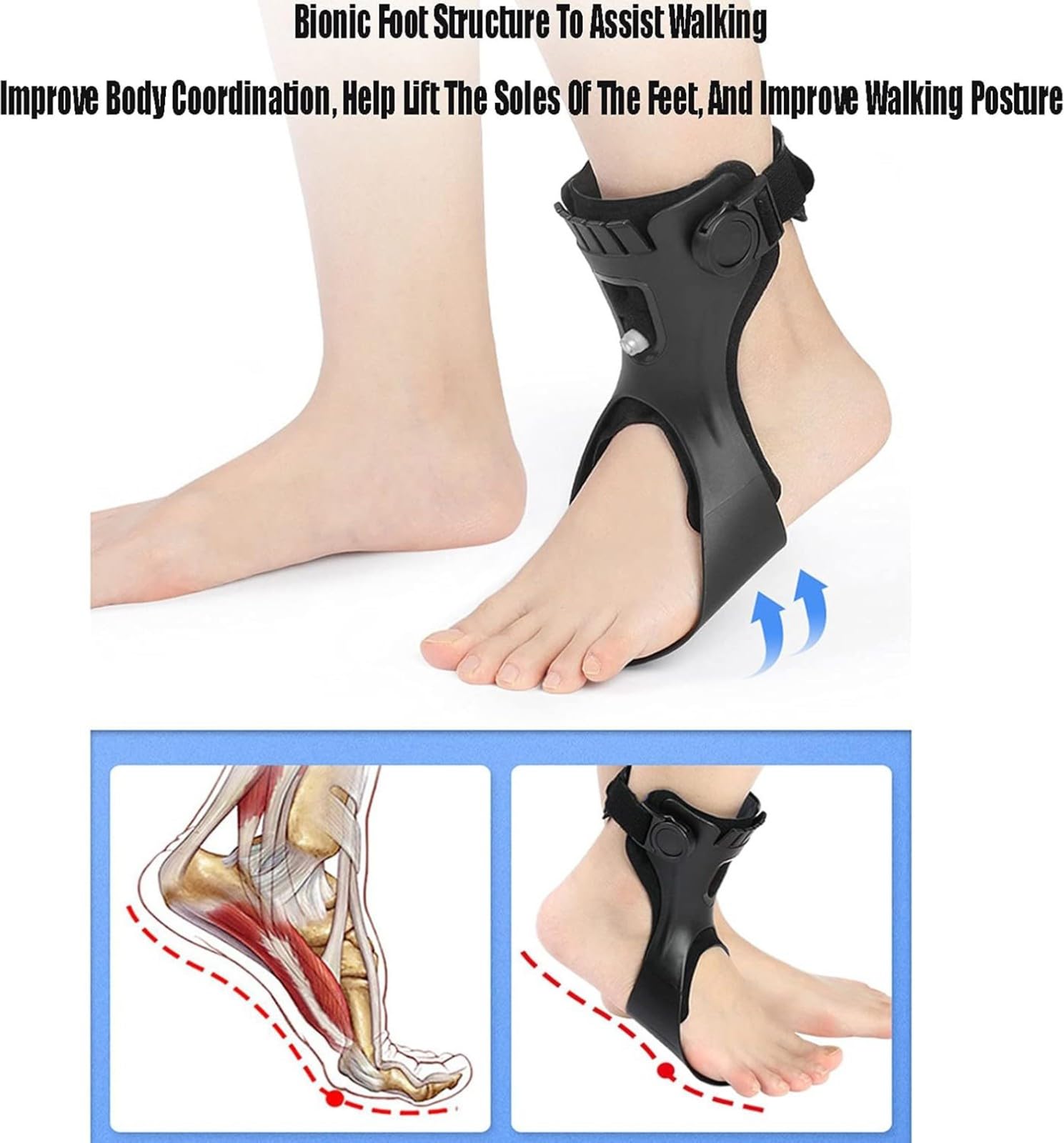 Orthèse De Pied Correcteur De Chute De Pied,Orthèse De Pied Tombant,Support Médical D'orthèse De Pied De Cheville avec Airbag Gonflable,Pied Tombant Posture Releveur Soutien,Unisexe