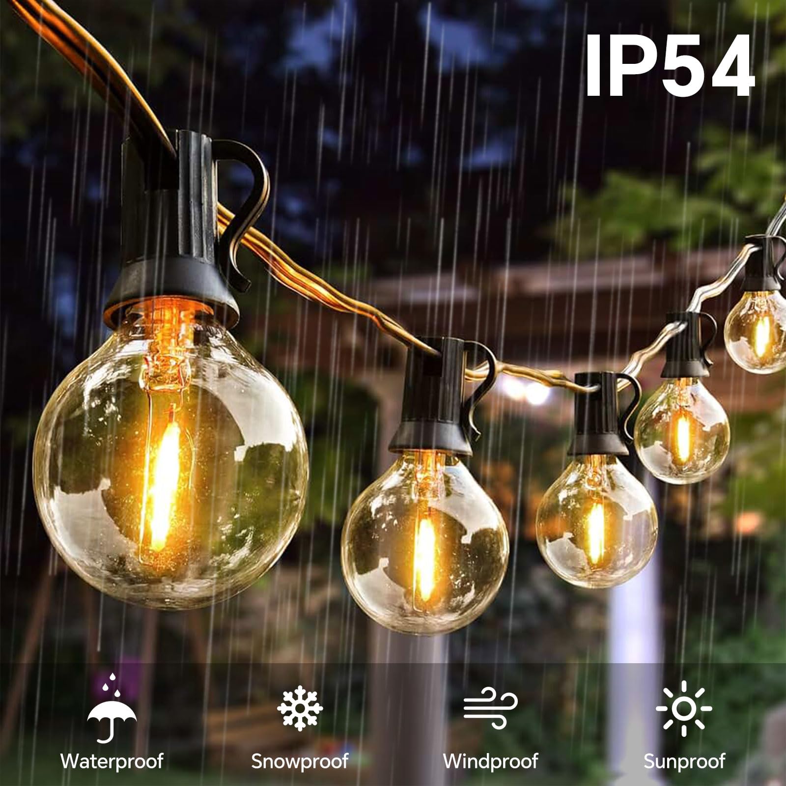 10 Pezzi Lampadina LED G40 E12 1W, AC 220-240V, Equivalente 7W, Bianca Calda 2700K, 100lm, G40 Globe, Impermeabili IP54, Non Dimmerabile, per Stringhe Luminose Illuminazione Interna ed Esterna