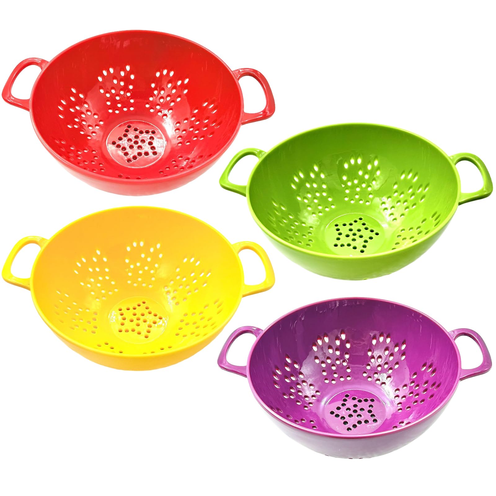 Ginwrek Colander Small Colander, 4Pcs Double Handle Small Plastic Set Food Strainer 7.5x5.8 Inch Dishwasher Safe Drain Basket for Fruits & Veggies