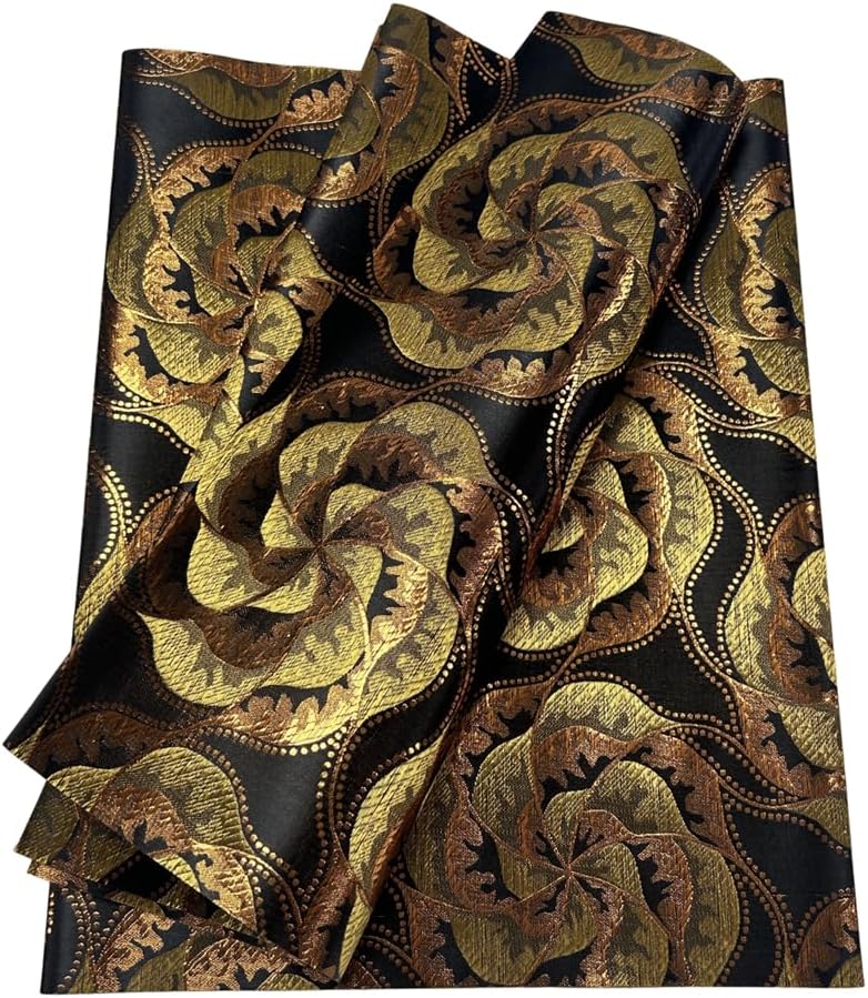 Luxury African 3D Embroiered Swiss SEGO Gele Headtie Gold Line Hair Tie Wrapper Nigerian Sego Fabric 2 Pcs/Pack (Black)