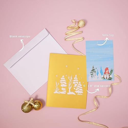 Miniatura 3 de Tarjeta de Navidad emergente, hecha a mano, 3D, árbol de Navidad, tarjetas de felicitación emergentes, trineo de Papá Noel, regalo de Navidad, niño