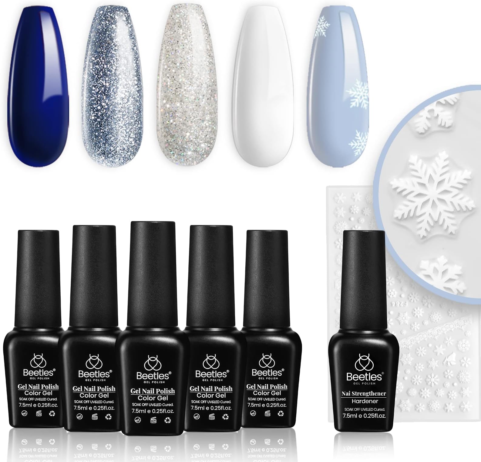 RARJSM Red Fall Winter Gel Nail Polish Kit 6 Colors Gold