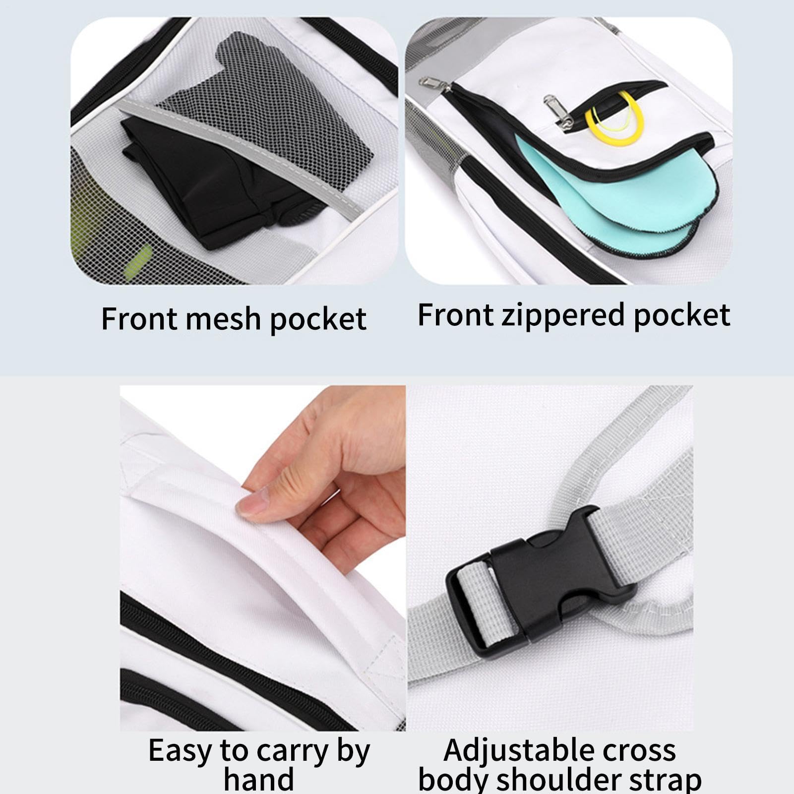 Borsa da snorkeling, regolabile, traspirante, grande, con tasca, accessori per snorkeling e immersioni, per adulti, principianti, piscina, palestra, campeggio, viaggi, barca, immersioni, snorkeling