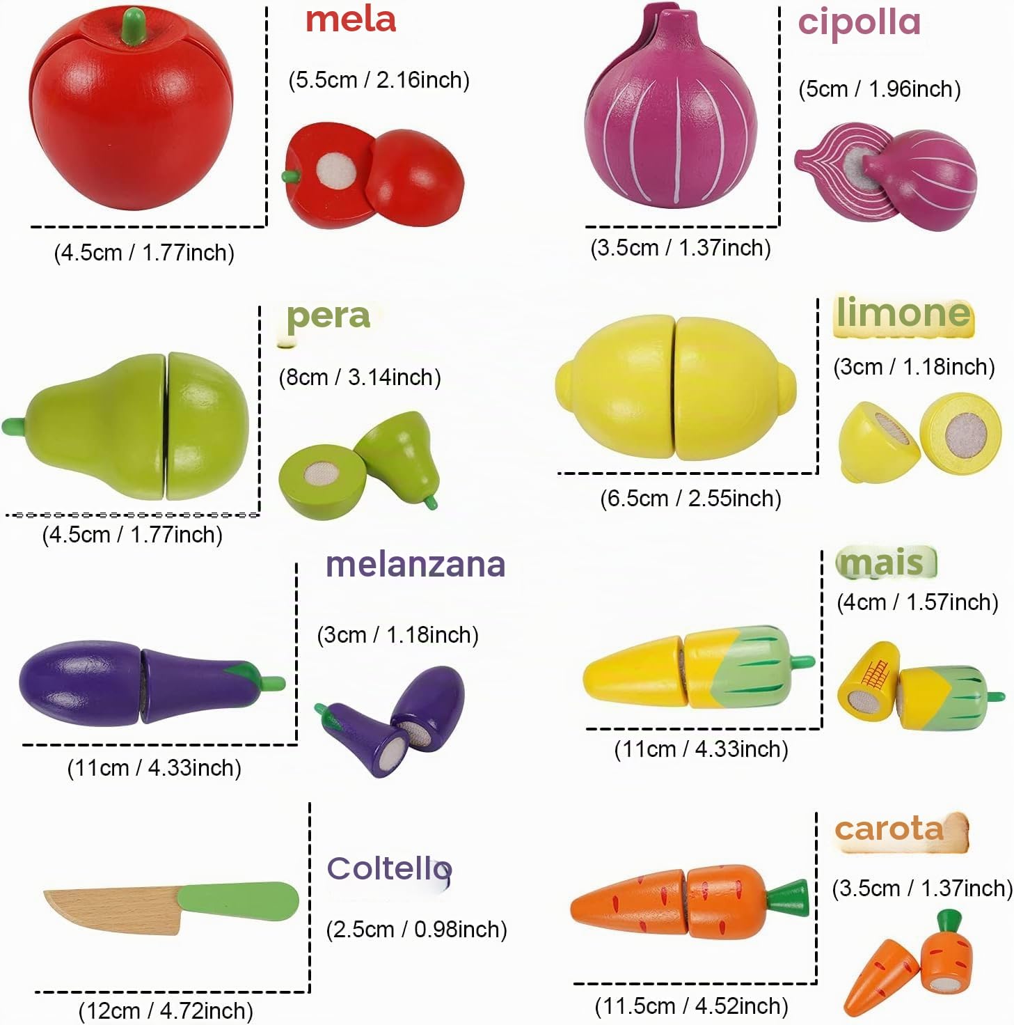 EFO SHM Accessorio da cucina in legno per bambini, dinette per bambini, utensili da cucina, giocattoli per frutta e verdura da taglio, giocattolo da cucina educativo per ragazzi e ragazze dai 3 anni