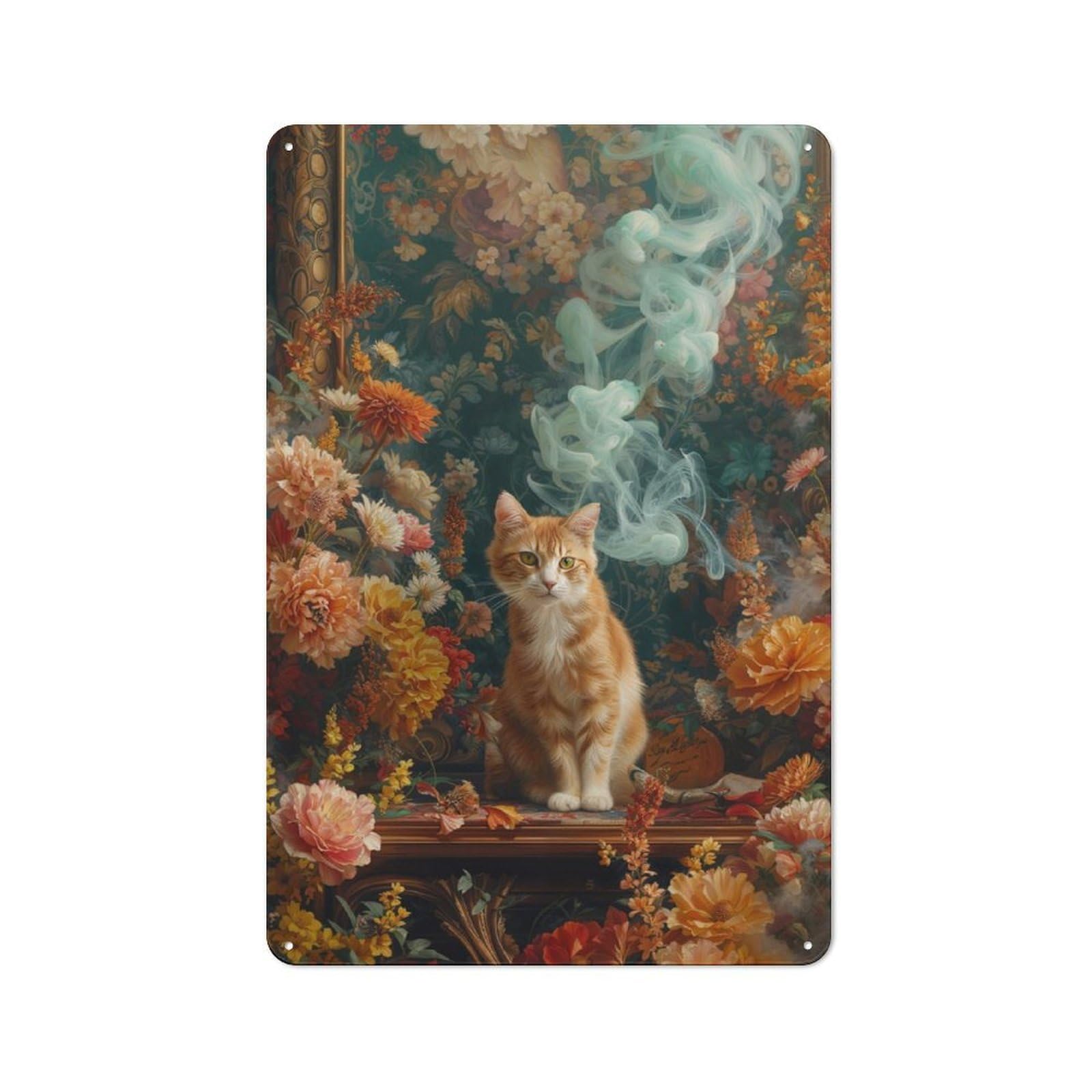 Junmoney Floral Majesty Vintage Tin Wall Plaque 30X20cm For Café Or Restaurant, A Decorative Christmas Gift For Café Owners And Decorators