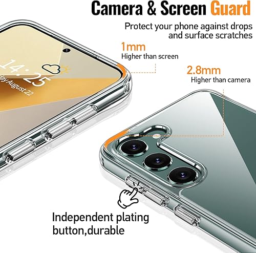 Vista 32 de Oterkin Funda transparente para Samsung Galaxy S23 Plus, [20X antiamarilleamiento] S23 Plus con 2 protectores de pantalla de vidrio templado, 4