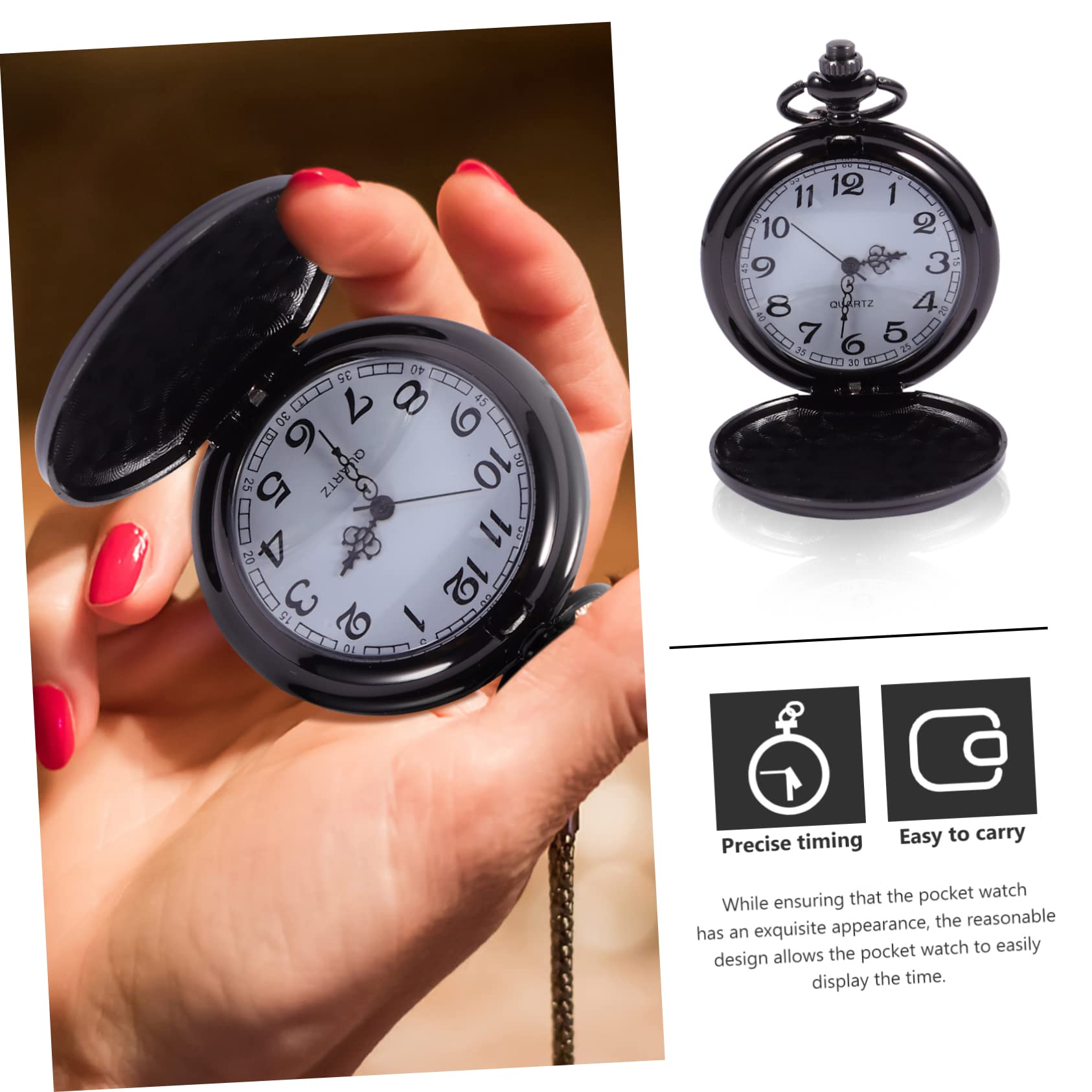 PACKOVE 3piezas Reloj De Bolsillo Vintage con Números Árabes Reloj De Cuarzo para De Cumpleaños y Aniversario para Esposo Diseño Elegante y Clásico para Ocasiones Especiales