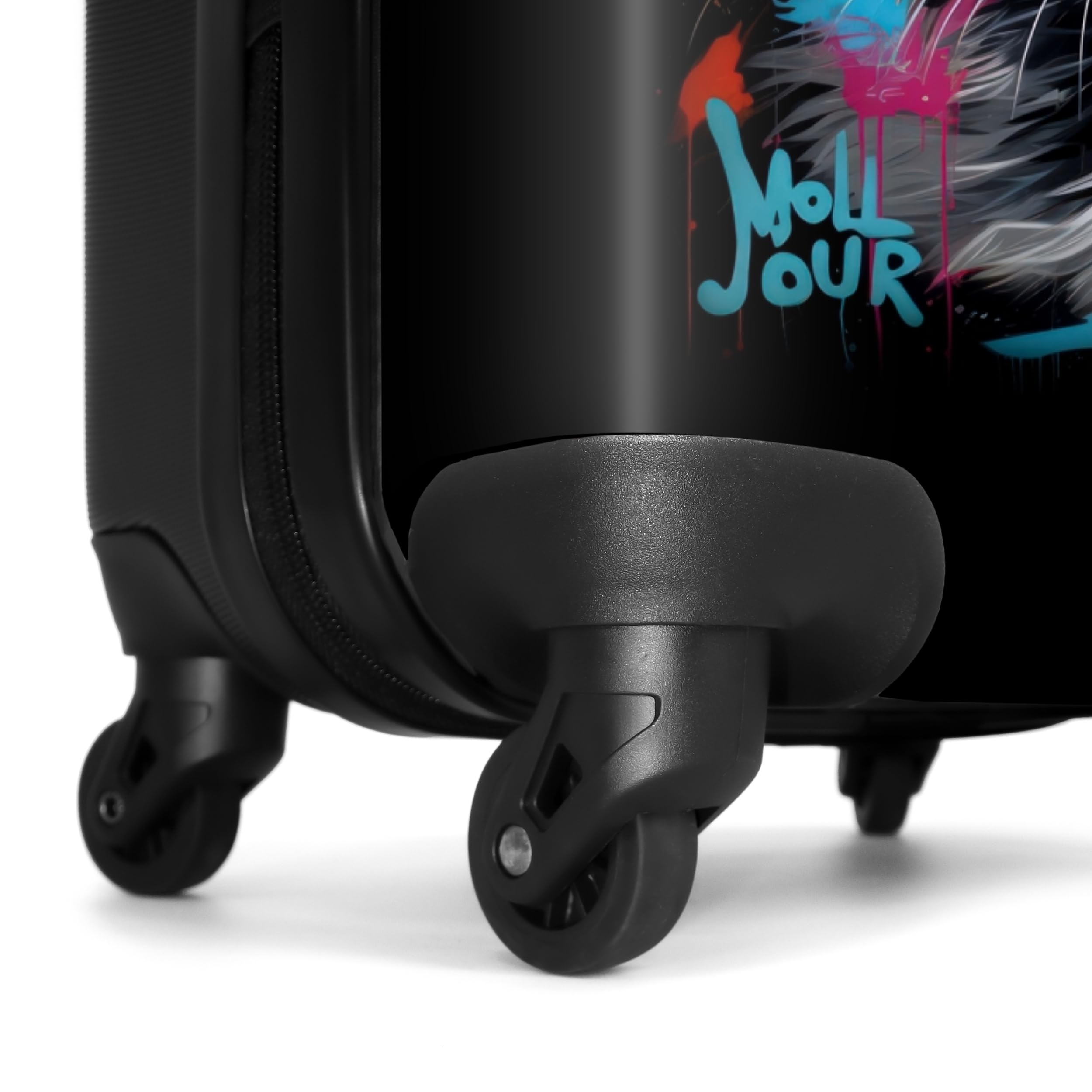 NoBoringSuitcases.com Personalisiertere Rollkoffer, Hartschalen 55x40x20 cm für Flugzeuge - Katze Grau