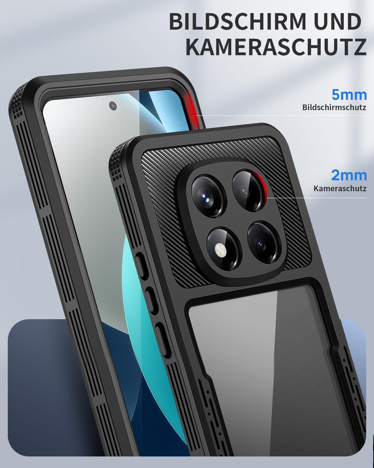 Lanhiem für Xiaomi Redmi Note 15 Pro 5G Hülle, IP68 Wasserdicht Handyhülle Xiaomi Note 15 Pro 5G 360 Grad Schutzhülle Stoßfest Staubdicht Outdoor Panzerhülle mit Eingebautem Displayschutz, Schwarz