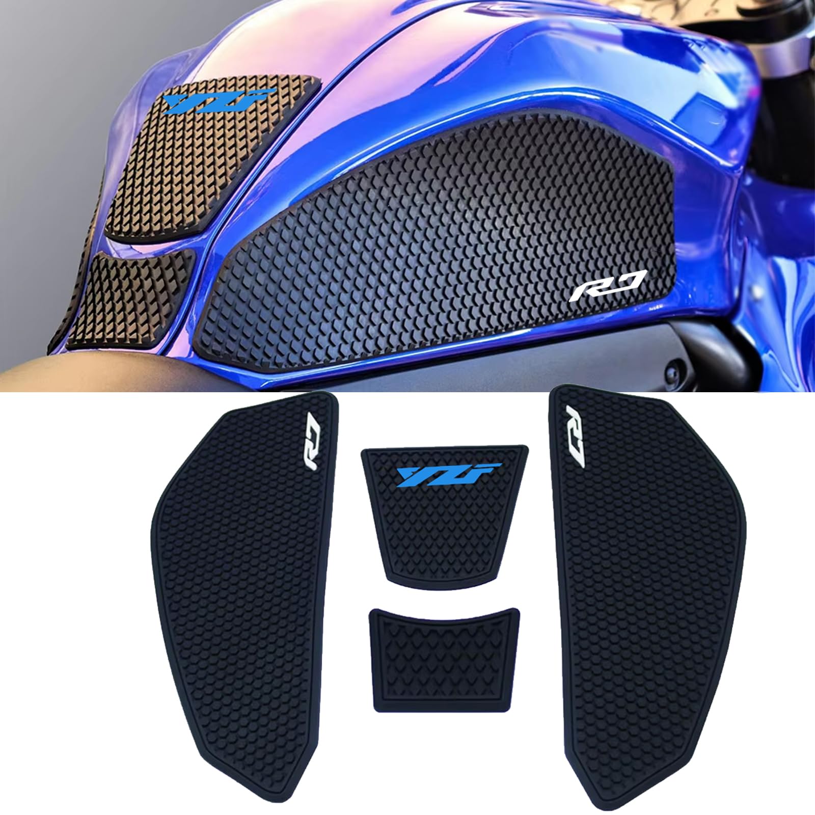 for YZF R7 YZF r7 2025 2024 2023 2022 2021 Accessories Fuel Tank Pads Protect Motorcycle Fuel Tank Stickers Fuel Tank Protection Pads Knee Anti-Slip Pads Fuel Tank Grips Tank Pads（Blue）