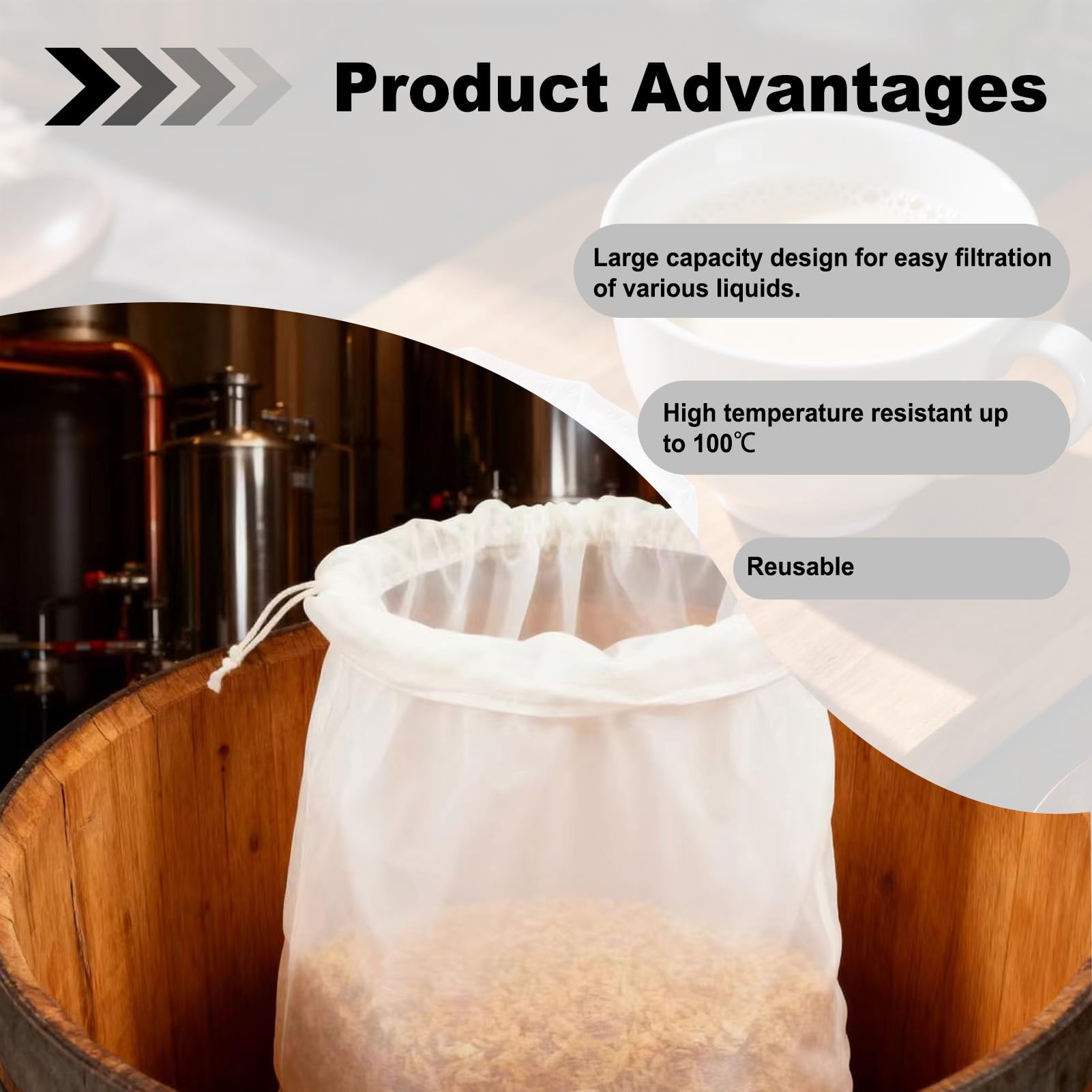 Bolsas de Filtro de Cerveza 45×60 cm Reutilizables para Filtrado de Grano y Mosto