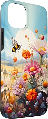 Vista 21 de Funda para iPhone 13 Pro Lively Bee en Sunny Meadow of Wildflowers