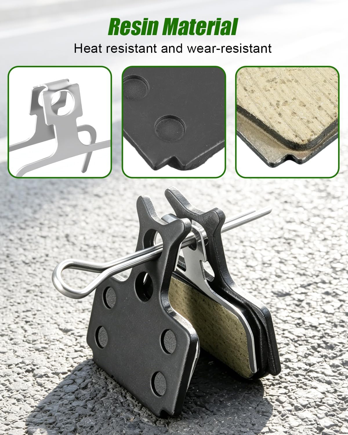 2PCS Resin E-Bike Brake Pads Compatible with Jetson Haze Electric Bike, Front Rear Dics Brake Pads, Whisper Quiet & Low Dust, Black