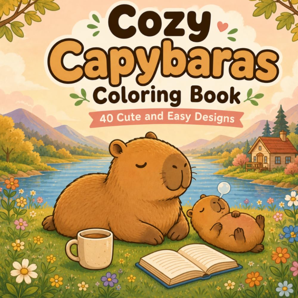Cozy Capybaras Coloring Book: 40 Cute and Easy Designs (The Cozy Capybara Collection)