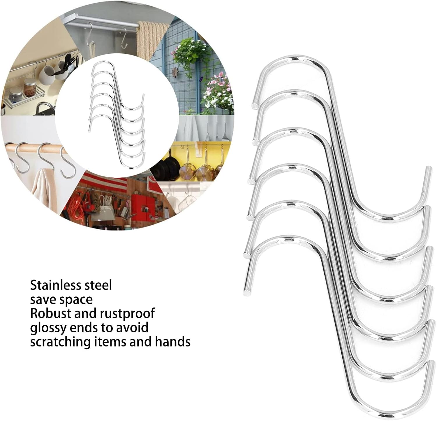 ブランド品専門の S字フック 10個 セット ステンレス 防錆 汎用フック お風呂 キッチン 浴室 小物掛け 吊り下げ 収納 Glm Co Il