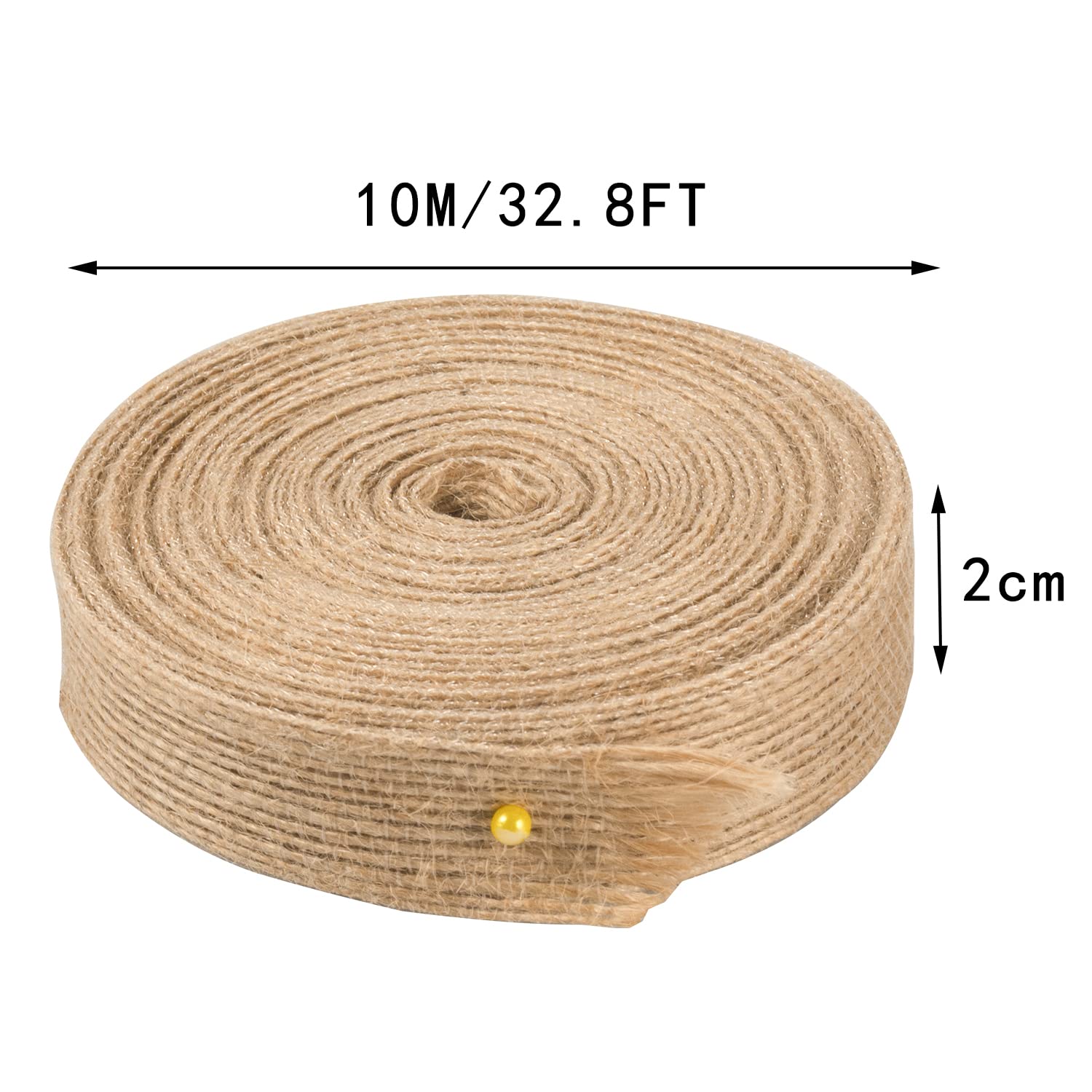 OWill Hessian 2 Rolls of Jute Ribbon, 20m Long Natural Ribbon, Decorative Ribbon for Crafting and Gift Wrapping (2cm) - Image 2