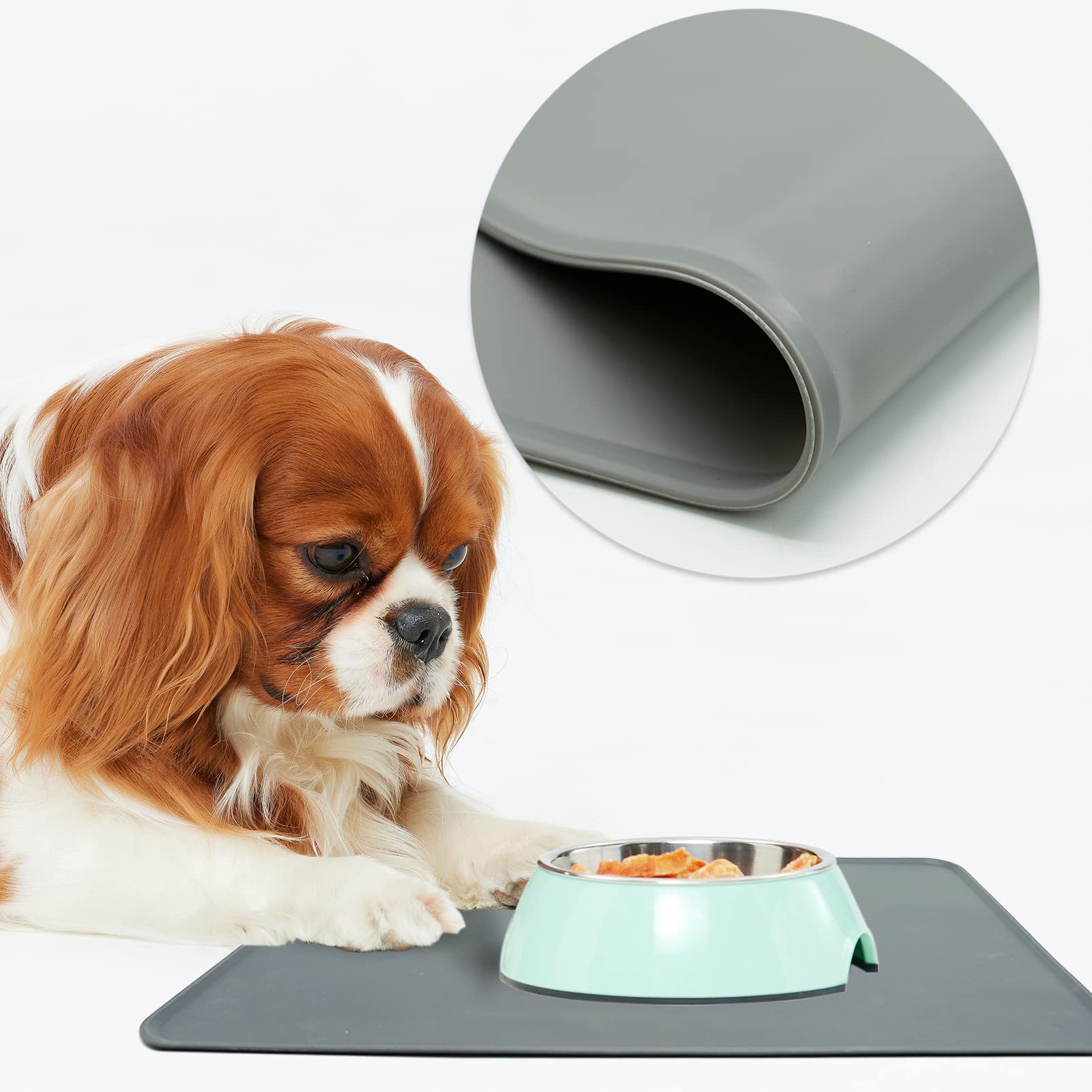 Tappetino Sottociotola Per Cani E Gatti In Silicone - Antiscivolo, Impermeabile 48x30cm Con Bordo Rialzato - Foto 9