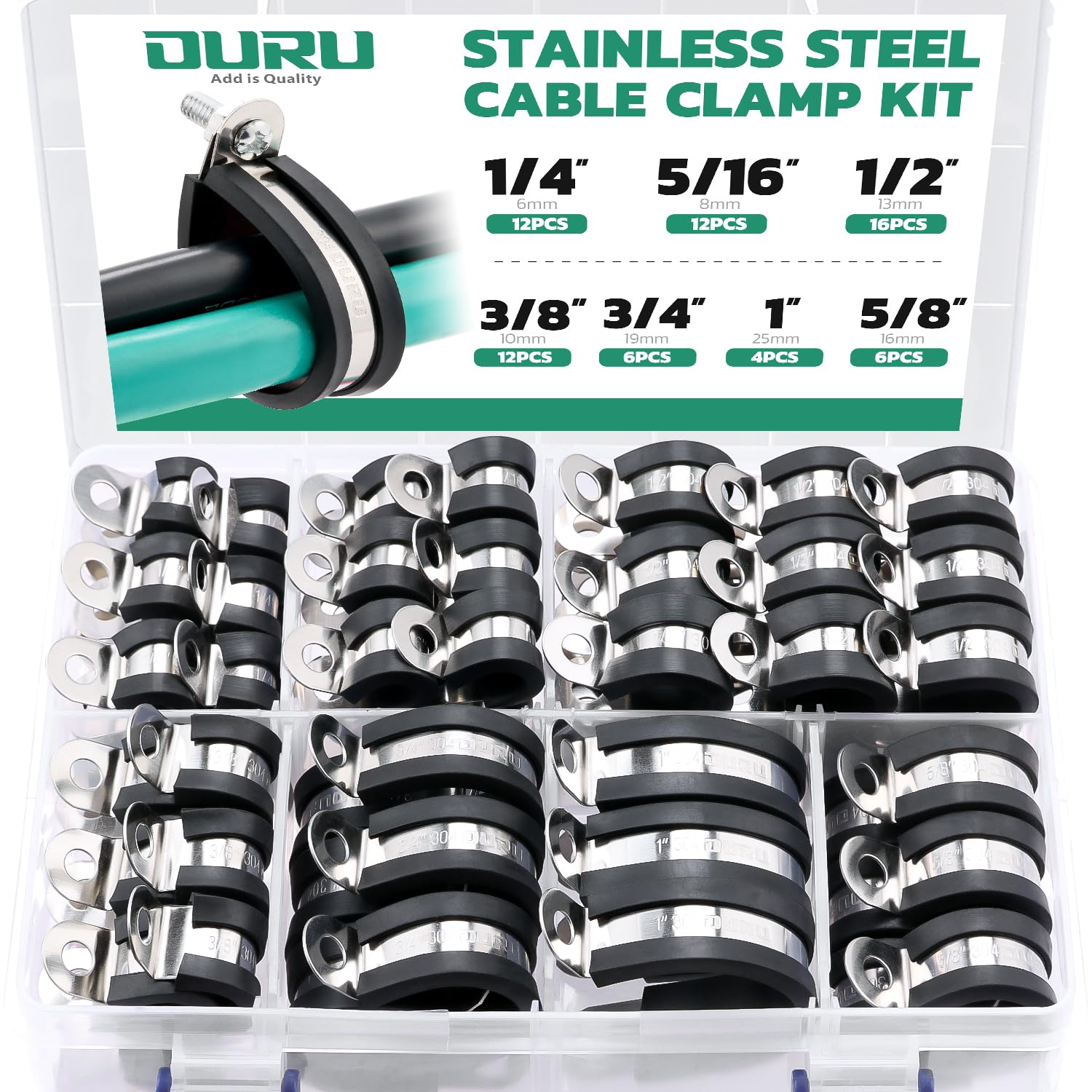 Snapklik.com : 68PCS Cable Clamps Assortment Kit,7 Sizes Stainless ...