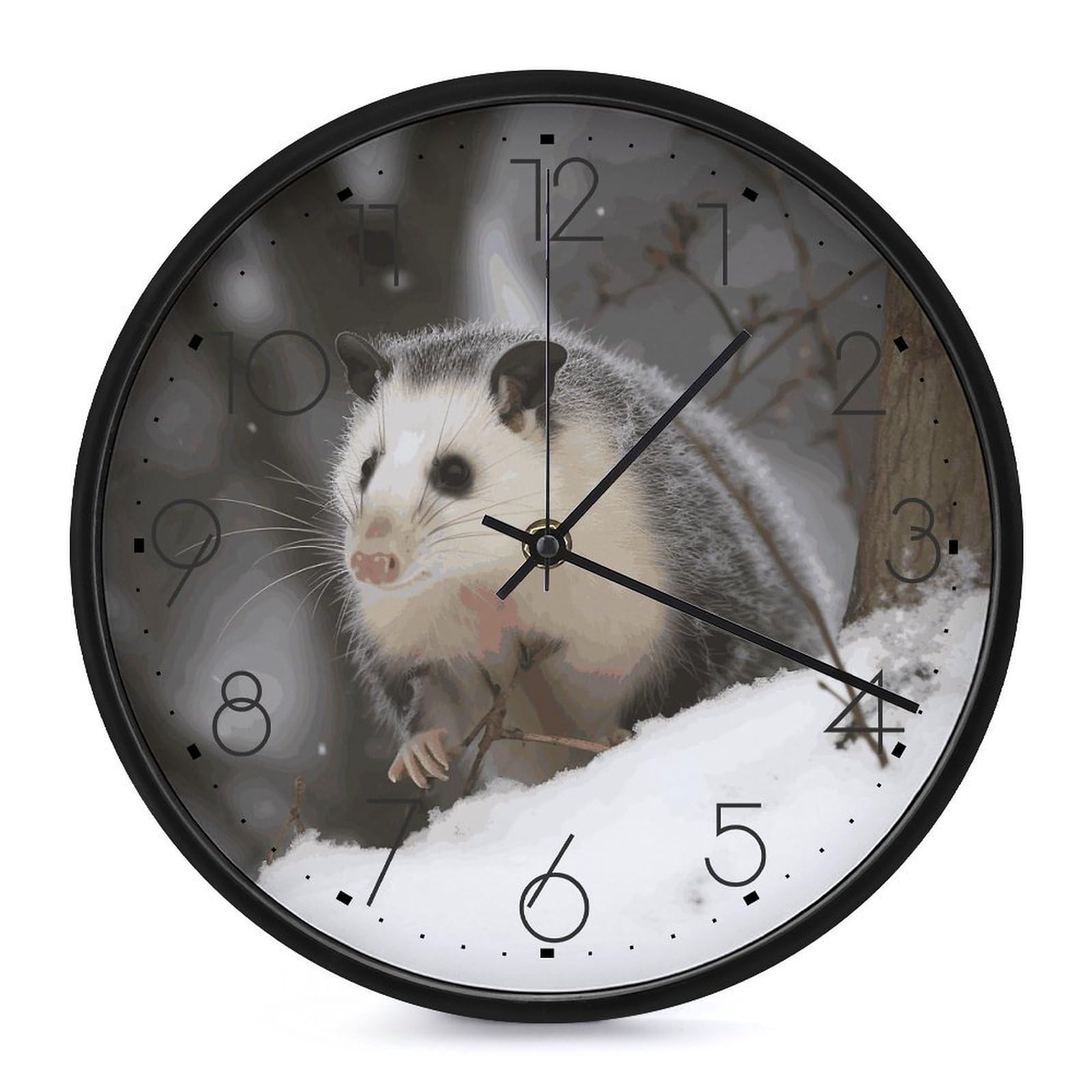 Horloge murale opossum dans la neige pour sublimer la décoration de votre chambre