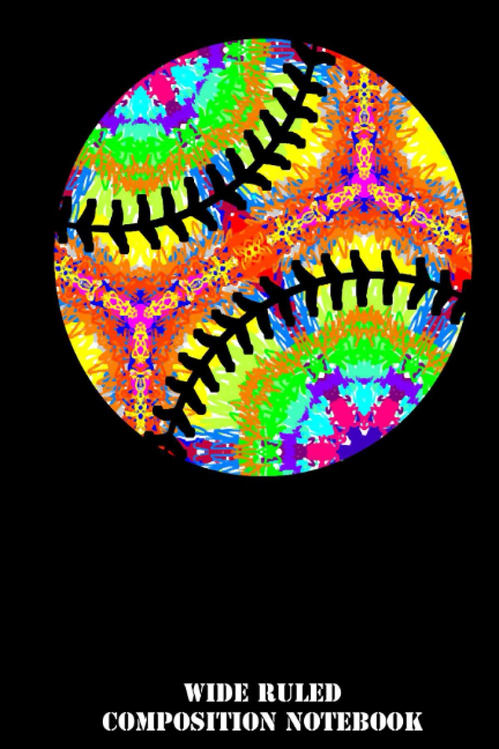 Baseball Tie Dye Rainbow Trippy Hippie Style Wide Ruled Composition Notebook: Baseball Notebook, School Supplies for Boys and Girls, Students and Teachers, Baseball Lovers | Special Black Cover