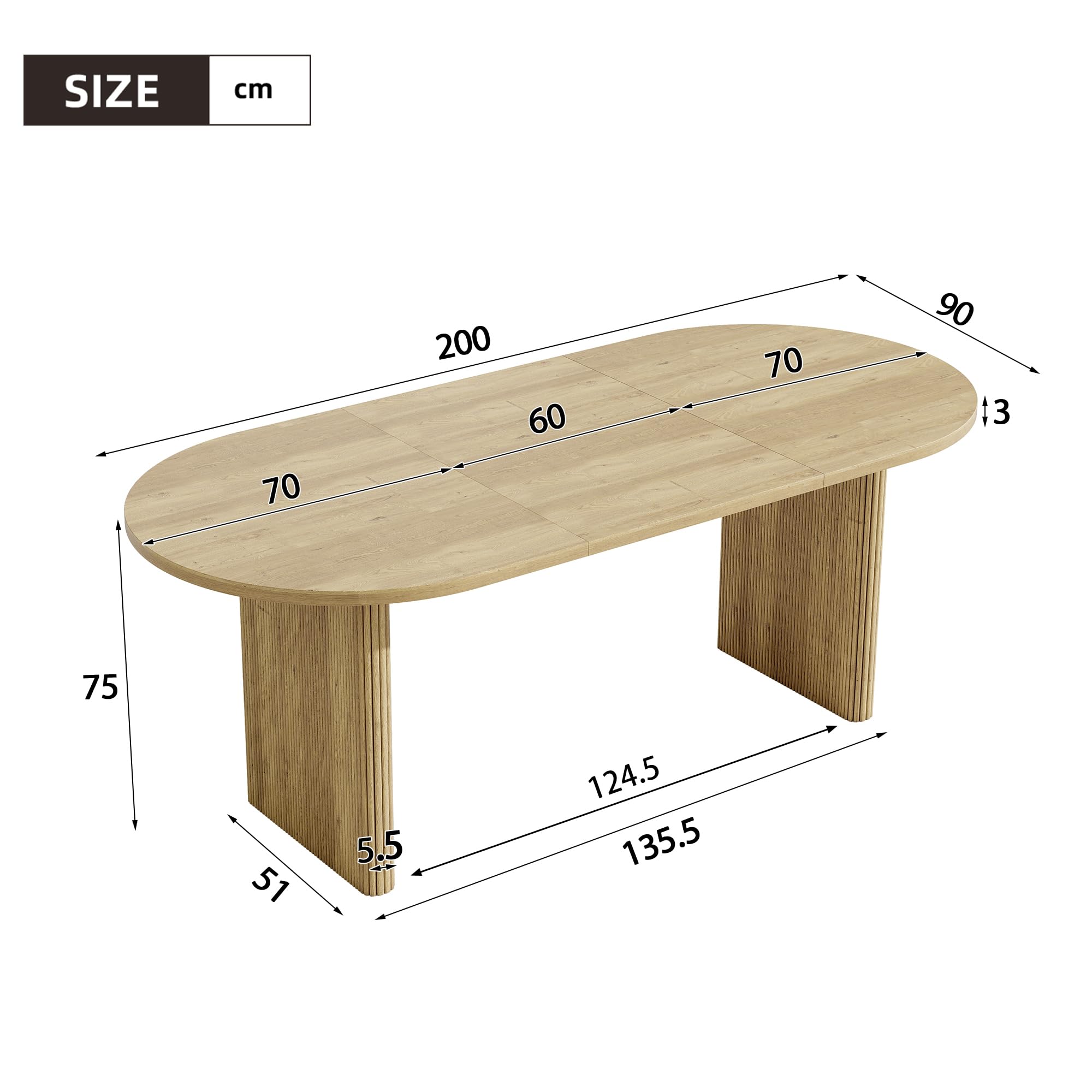 Esstisch Ausziehbar für 6-8 Personen, 140-200 cm Esszimmertisch