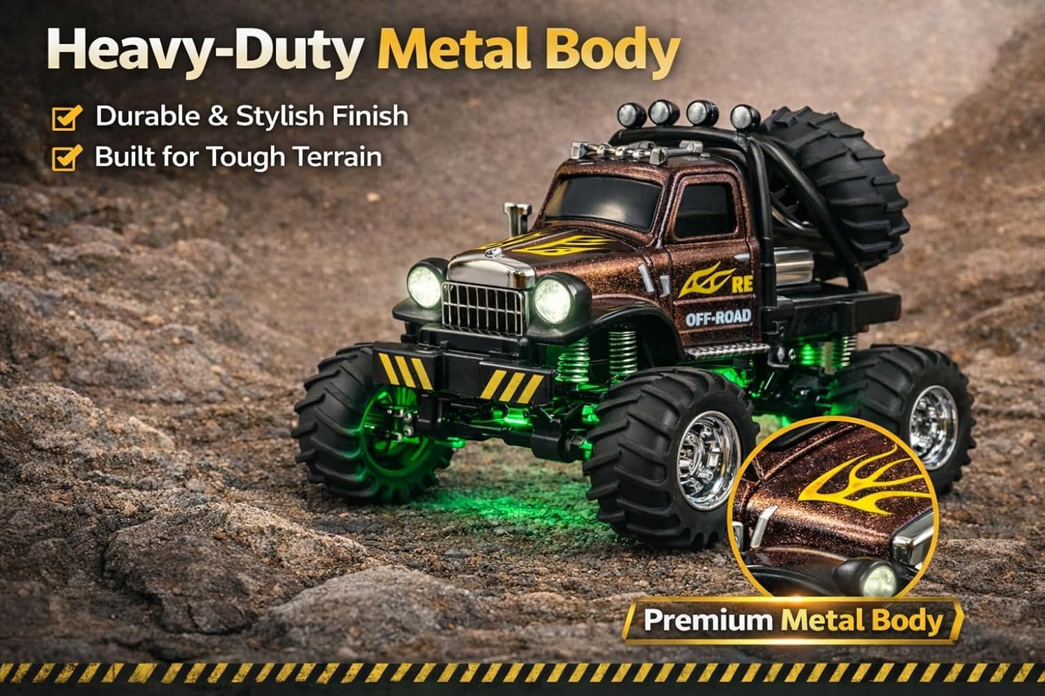 Brand Conquer Mini Rock Crawler RC Car - LED Lights & Remote Control -2 Brand Conquer Mini Rock Crawler RC Car - LED Lights & Remote Control -2
