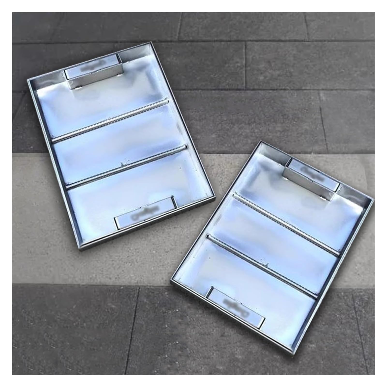 Cubierta y marco de alcantarilla para cámara de inspección, acero inoxidable 304, mango oculto, ideal para patios, jardines, escuelas, patios, plata, 75 x 75 x 5 cm