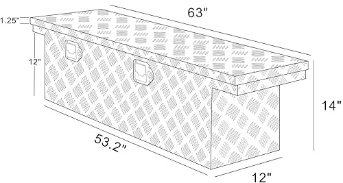 Miniatura 3 de Caja de herramientas de aluminio resistente con rayas plateadas de 63", caja de herramientas para cama de camioneta pickup, caravana RV, remolque,