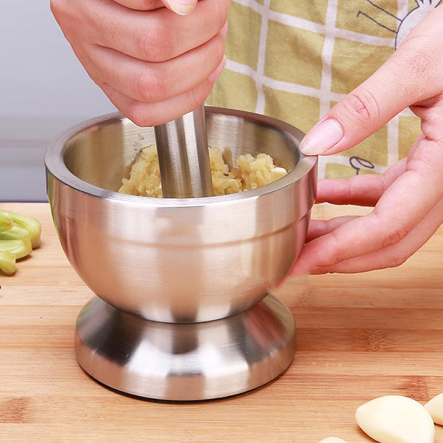 304 Stainless Steel Set Spice Grinder with Silicone Lid Spice Crusher Pill Grinder Pestle and Mortar