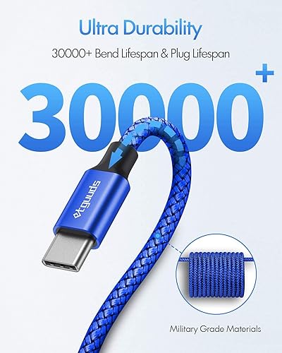 Miniatura 7 de etguuds Cable largo USB C a USB C de 10 pies, paquete de 2, 60 W USBC a USBC, cable de carga tipo C a C, cable de carga rápida para iPhone 17 16 15