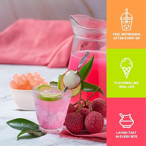 Vista 73 de Fanale Perlas de fresa y mango, veganas, sin OMG, sin gluten, sin grasa, perfectas para té de burbujas, batidos, helados, postres y bebidas, 2