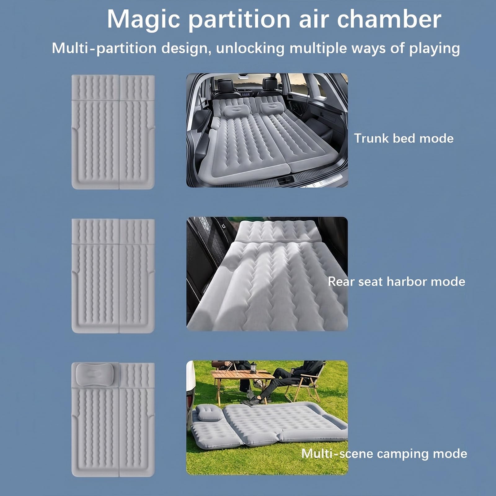Materasso Gonfiabile Auto per Volvo V90 Cross Country 2026 2025-2020, Materasso Campeggio Letto Viaggio Portatile Accessori Auto per Bagagliaio Sonno Esterno