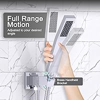 Vista 4 de KOJOX - Sistema de ducha negro mate con cabezal de ducha de lluvia de alta presión, cabezal de ducha de mano, mezclador de baño de lujo, juego