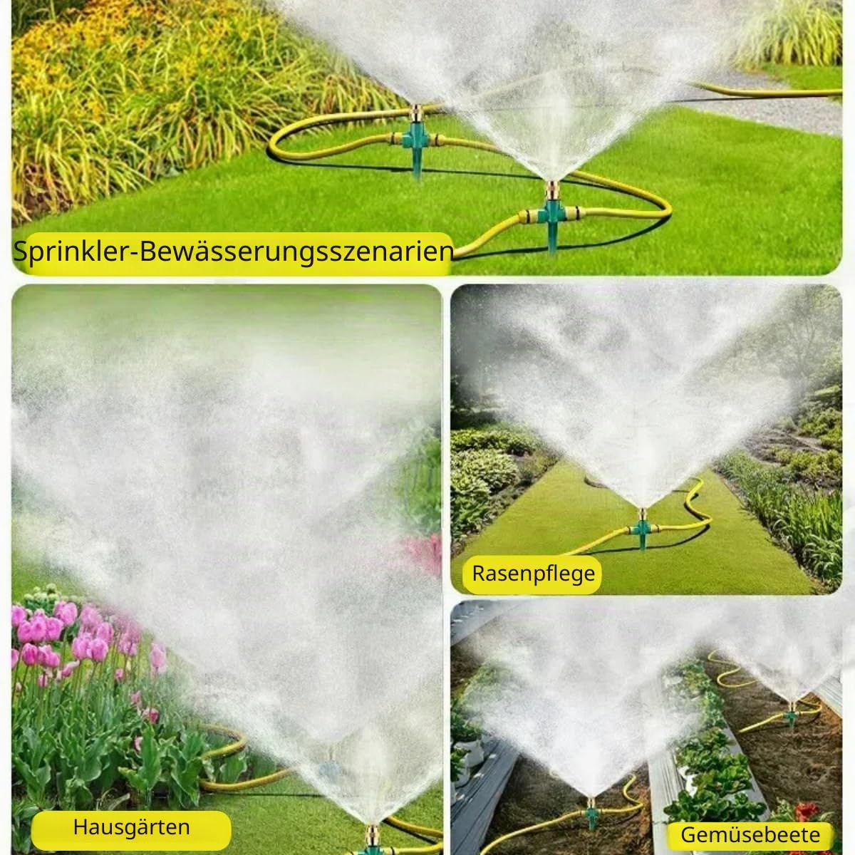 Metall-Rasensprinkler, automatischer Messingsprinkler mit Spike-Basis, 360° verstellbares Sprinklersystem für Gras, Terrasse, Garten, Bewässerung