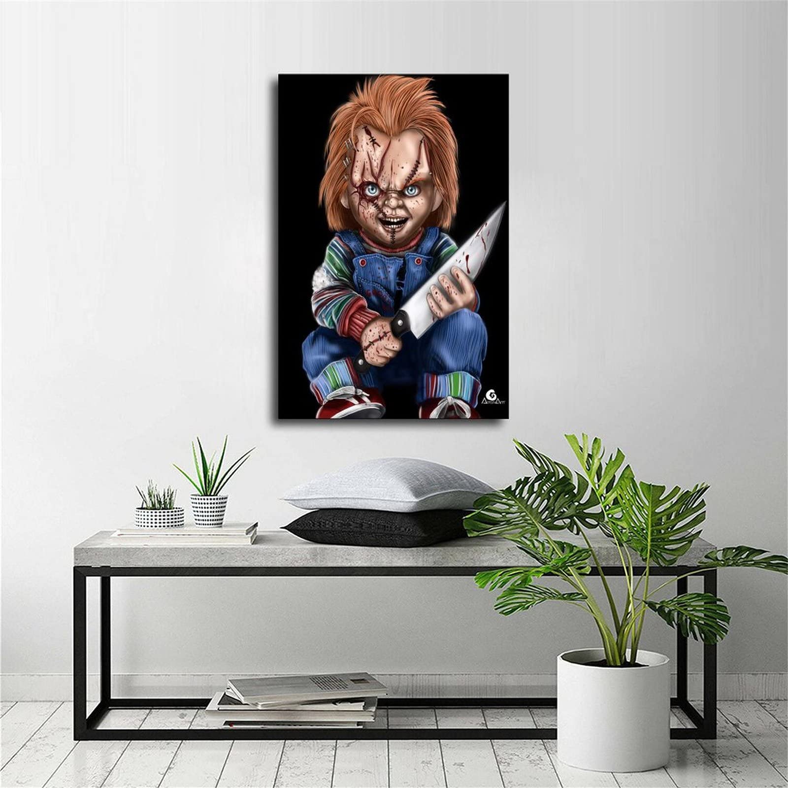 QZZZH Chucky Cartoon Horror Childs Play Canvas Art Poster and Wall