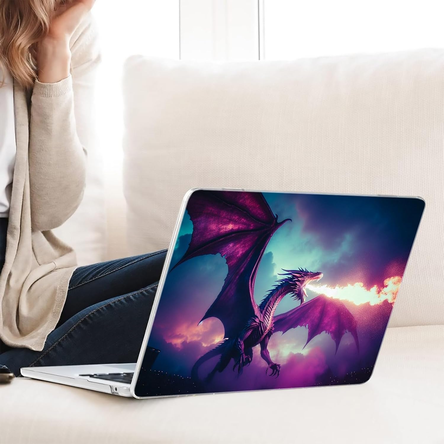 Compatible MacBook Air 13.6-inch, Model A2681 A3113 A3240, Hard Shell Case and Keyboard Cover and Screen Film, Dragon AC10171